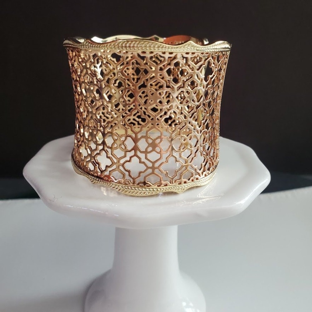 Kendra Scott Candice Cuff Bracelet Rose Gold & Gold Plate Filigree Lattice - Picture 6 of 10